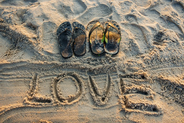 Sand writing love
