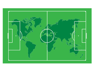 World map on the soccer field