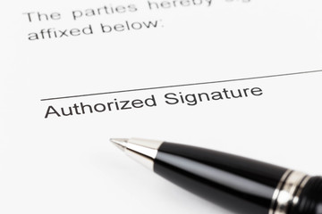 Signature field on document with pen