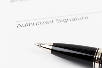 Signature field on document with pen