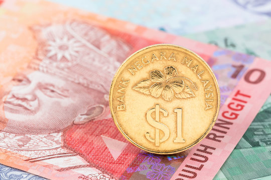 Malaysian money ringgit coins close-up
