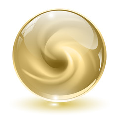 3D crystal, glass sphere, beige
