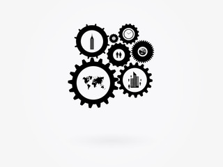 Infographic Design Template Vector With Gears And Cogs