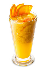 fruit ice tea in glass coctail with orange