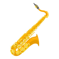 vector colored flat style copper brass alto saxophone