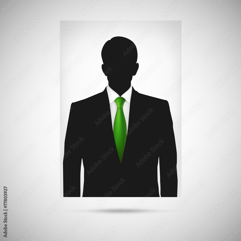 Canvas Prints profile picture whith green tie. unknown person silhouette