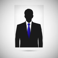 Profile picture whith blue tie. Unknown person silhouette