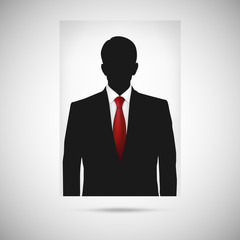 Profile picture whith red tie. Unknown person silhouette