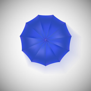 Opened Blue Umbrella, Top View, Closeup.