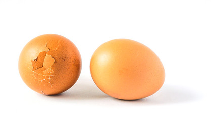 Broken egg isolated on white background
