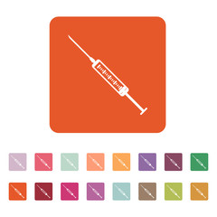 The syringe icon. Syringe symbol. Flat