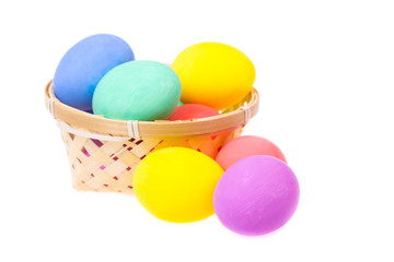 Fototapeta na wymiar Basket with Easter eggs