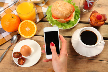 hand and phone