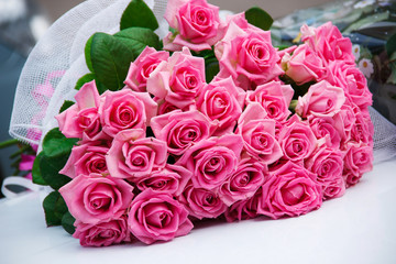 Bouquet beautiful pink roses