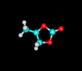 Propylene carbonate molecule isolated on black