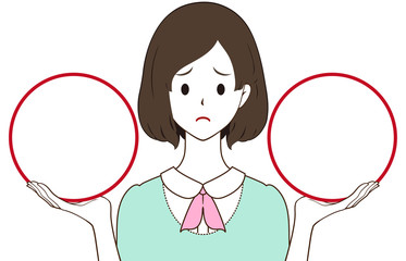 女性　枠　困り顔