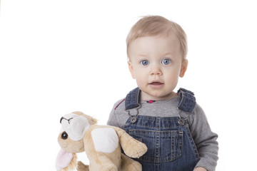 Baby girl in overalls