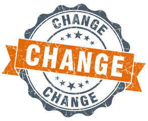 change vintage orange seal isolated on white