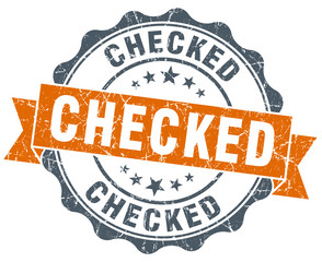 checked vintage orange seal isolated on white