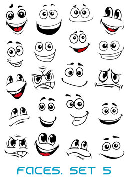Cartoon faces with different expressions