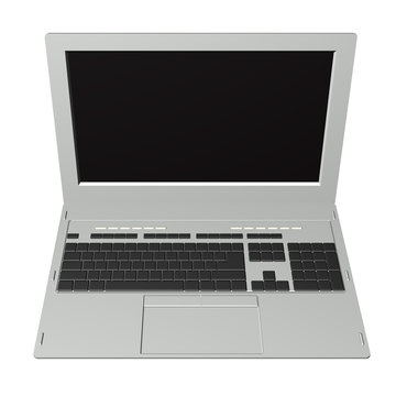 Modern model Laptop over white background.3D MODEL