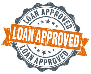 Obraz premium loan approved vintage orange seal isolated on white