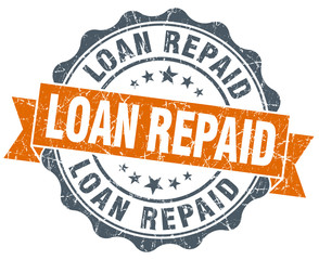 loan repaid vintage orange seal isolated on white