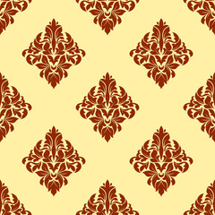 Brown floral damask seamless pattern