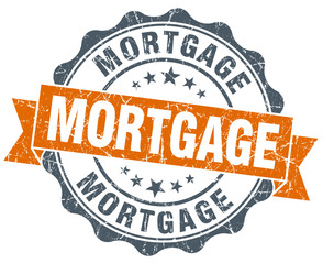 Obraz premium mortgage vintage orange seal isolated on white