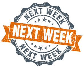 next week vintage orange seal isolated on white