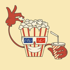 Popcorn character, vector illustration