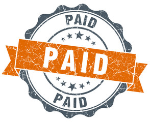 paid vintage orange seal isolated on white