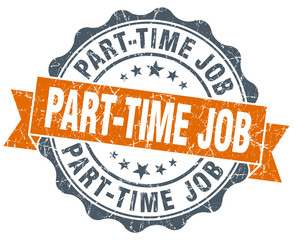 part-time job vintage orange seal isolated on white