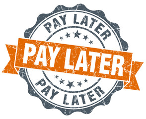 pay later vintage orange seal isolated on white