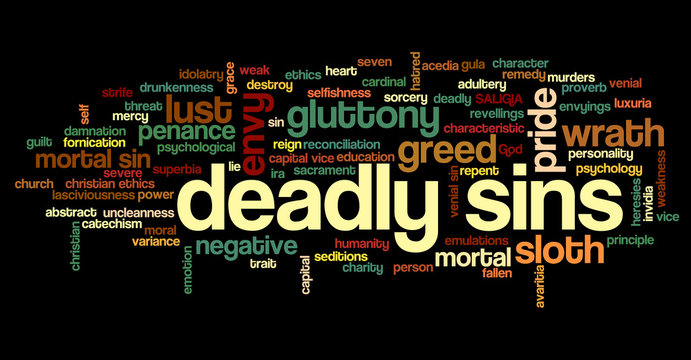 Tag Cloud Related To Seven Deadly Sins