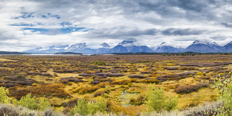 View of the Tetons From the Back Patio of Jackson Lake Lodge