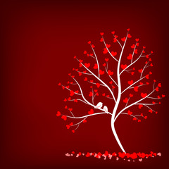 love tree on red background