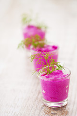 cold beet soup portioned cups
