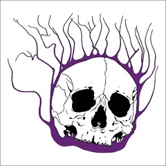 Skull with flaming branches © ad_hominem