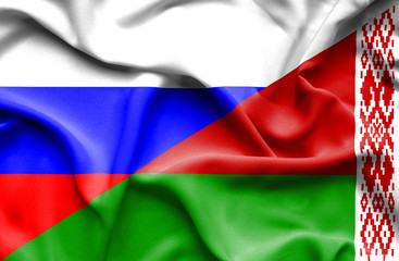 Waving flag of Belarus and Russia