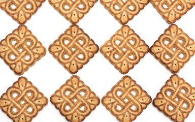 Square tea biscuits. Background. Photo.