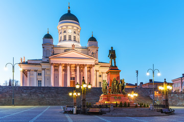 Evening Senate Square, Helsinki, Finland - obrazy, fototapety, plakaty