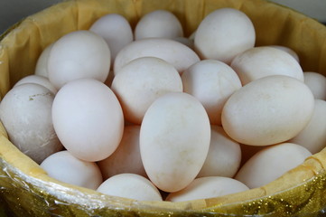 duck egg in basket