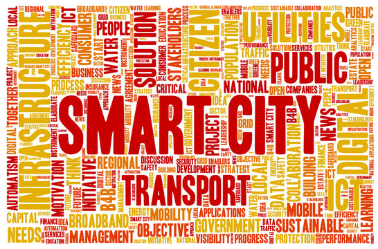  Word cloud related to smart digital city, infrastructure, ICT