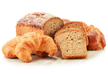 Composition with baking products isolated on white