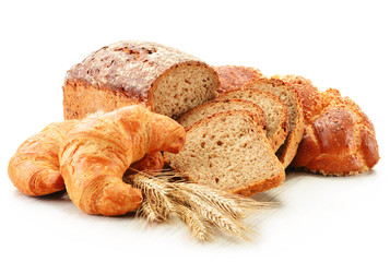 Composition with baking products isolated on white