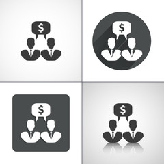 Silhouette talk business icons. Set elements for design