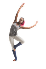 Young african woman practicing dancing