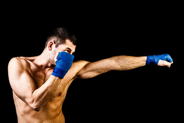 Boxer on dark background