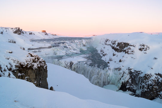 Frozen Gullfoss Waterfall, Iceland